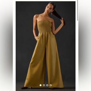 Pilcro faux leather smoked wide-leg jumpsuit